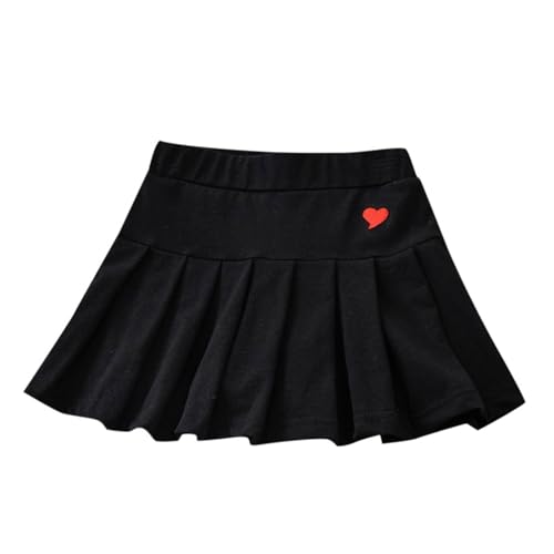 Generisch 2025- Falda plisada para niñas, falda escolar, minifalda, falda plisada de animadora, falda patinadora casual Maillot para niñas de manga larga con, Negro , 12-14 años