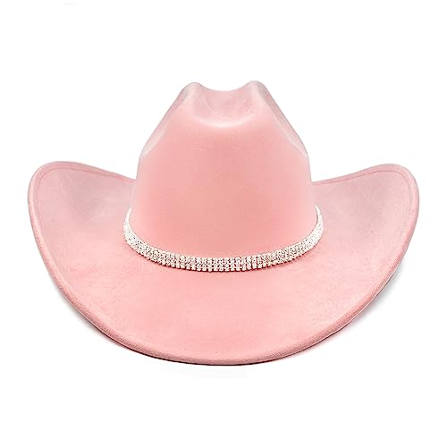Image of FLUFFY SENSE. Cowboy Hat for Women and Men with Shapeable Wide Brim - Felt Cattleman Western Hats for Cowboys and Cowgirls
