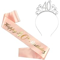 40. Geburtstag Krone Schärpe Krone, Happy 40th Birthday Geburtstags Kristall Tiara Krone mit Geburtstags Schärpe, Frauen deko für Birthday Geburtstag Deko, für Mädchen Party Deko Zubehör