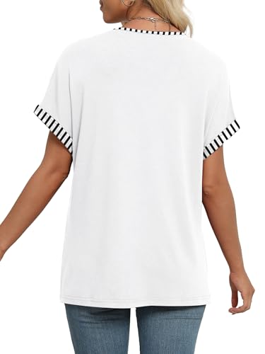 Image of WIHOLL Womens Summer Tops Short Dolman Sleeve Shirts 2026 Fashion V Neck Outfits Clothes