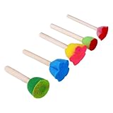 子供用ペイントスポンジ - 再利用可能なフォームアートブラシセット、幼児向け5ピースペイントツール、明るい色のスポンジ | 創造的な絵画、早期学習、授業活動のための安全なアートクラフト用品