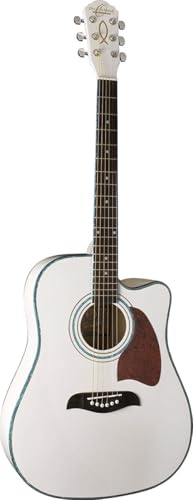 Oscar Schmidt 6 String OG2CE Dreadnought Acoustic Electric Guitar. White (OG2CEWH-A)