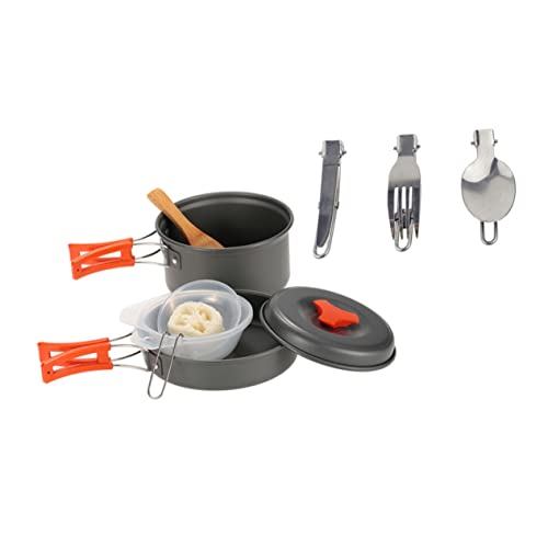 LAPYAPPE 1set Portable Camping Cookware Compact Picnic Cooking Tool for Hiking Outdoor BBQ Camping Activities Includes Essential Pots and Pans Easy to Store and Travel