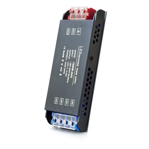 BRIMETI 24V LED Driver 100W LED Transformer AC 240V to DC 24 Volt 4.16A Ultra Slim Power Supply Constant Low Voltage Switching, Adapter for Strip Light Cabinet Lights