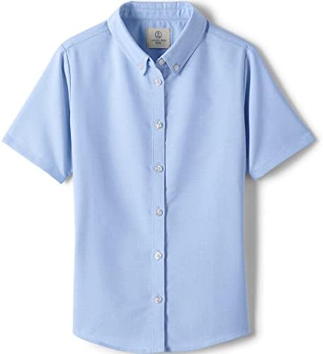 Lands' End School Uniform Girls Short Sleeve Oxford Dress Shirt 10 Blue