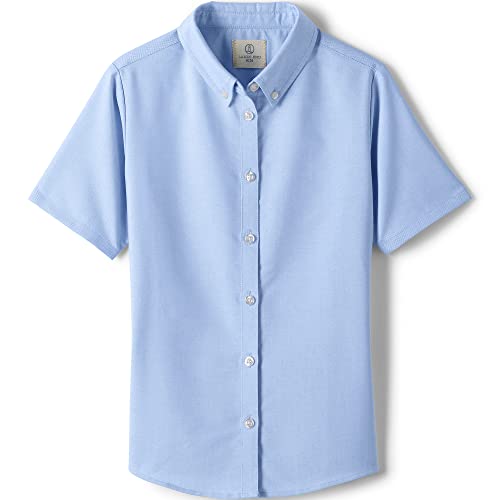 Lands' End School Uniform Girls Short Sleeve Oxford Dress Shirt 10 Blue #TOP3