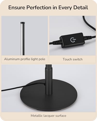 Edishine Modern Led Table Lamp, 3 Color Temperatures, Stepless Dimmable Minimalist Bedside Lamp, Nightstand Lamp For Bedroom, Living Room, Office, Matte Black thumb #6