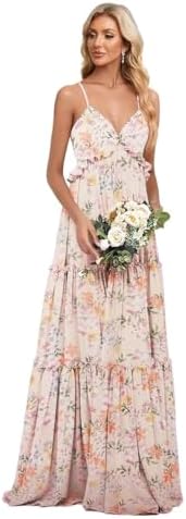 MYDRESS Ruffle Bridesmaid Dresses 2026 Long Empire Waist Spaghett...