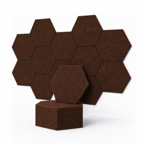Image of MMT Acoustix HexaFelt Bevelled Acoustic Panels, Luxury Sound Absorbing Felt Wall Panels for Home, Office & Studios | VOC Free, 30x30 cm | Pack of 7 | Coorg Colour