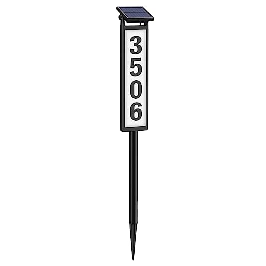 Solar Address Sign, House Numbers for Outside, Lighted Address Plaque Outdoor Waterproof, Illuminated LED Address Numbers for Yard Home