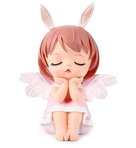 Image of Guardian Angel Cute Piggy Bank for Girls Makes a Perfect Unique Gift, Nursery Décor, Keepsake, Baby Baptism Gift, or Savings Piggy Bank for Baby Pink