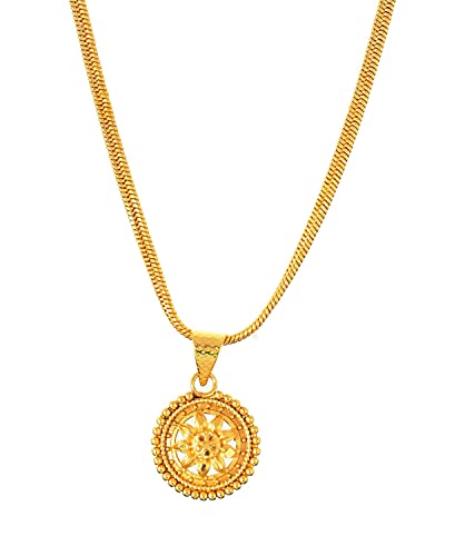 Image of Handicraft Kottage 1 gm Micro Gold plated Stylesh Modern Brass Chain Pendant locket Necklace for Men,women and kids Ganesh ganapti ganpati bappa (Style6)