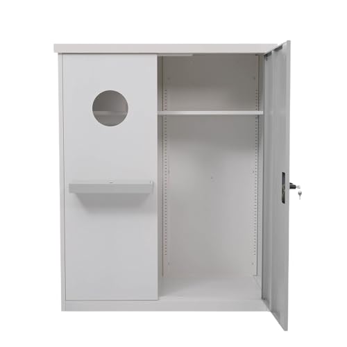 屋外収納庫 倉庫 大型物置 123x61x150cm 防水/耐候 990L 大容量 ガーデン/庭用 可動棚 専用キー 小物ケース 転倒防止 頑丈 屋外物置 (グレー)