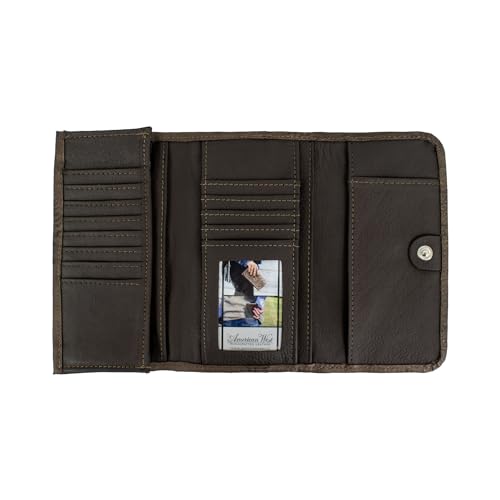 American West Leather Tri-Fold Wallet Billfold Lariats & Lace Turquoise2