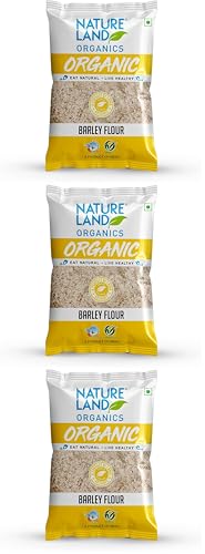 Image of NATURELAND ORGANICS Natureland Organic Barley Flour /Jau Flour 500 Gm - Healthy Organic Flour (Pack of 3)