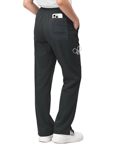 Image of 4-Way Stretch Rayon Blend Scrub Pants Women Mid Rise Relaxed Fit 31 inch Inseam | Flare Scrub Pants with 5 Pockets, Drawstring Waist, Easy-Care Fabric, and Comfortable Fit for Long Healthcare Shifts