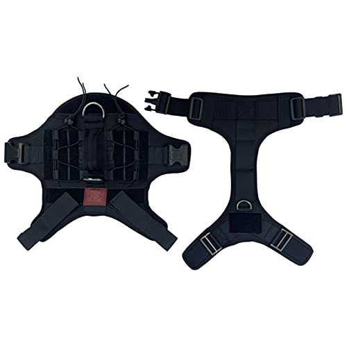 Albcorp Tactical Dog Vest Harness – Military Molle Modular System - No-Pull Service Dog Vest, Front Leash Clip With Hook & Loop Panels, Padded Handle, For Medium, Large Dogs - Black, Large #TOP5