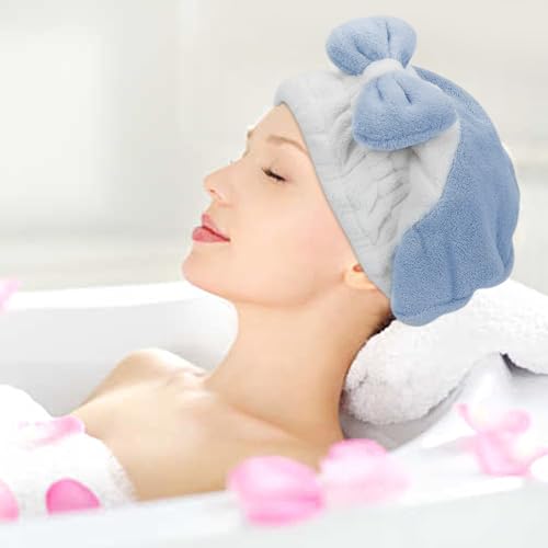 Unaone Pacote com 2 toalhas de secagem de cabelo de microfibra, touca de toalha de cabelo turbante s