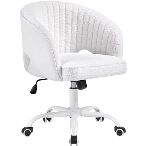 Yaheetech Fauteuil de Bureau en Tissu Bouclé Respirant et PU avec Dossier Capitonné Arrondi...