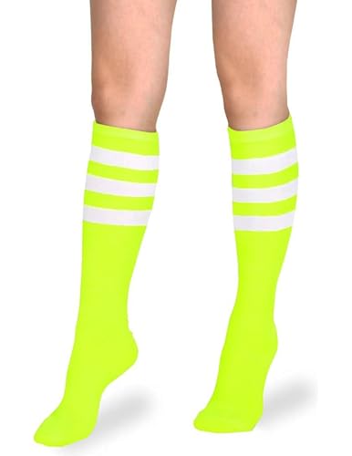 Image of Athletic Knee High Socks Stripe Running Baseball Thigh High Stockings Outdoor Sport Tube Socks
