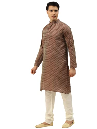 Image of SOJANYA (Since 1958, Men's Silk Blend Grey Kurta Pyjama & Silk Blend Jacket Combo