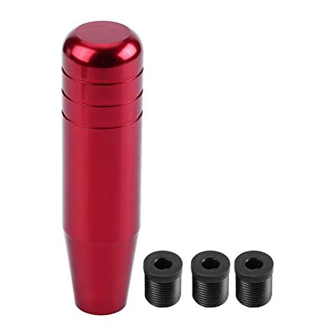 EVGATSAUTO Car Manual Gear Shift Knob, Universal Aluminum Alloy 13cm Handle Shifter Lever, Manual Gear Shift Lever Knob Stick Head (Red) Cover