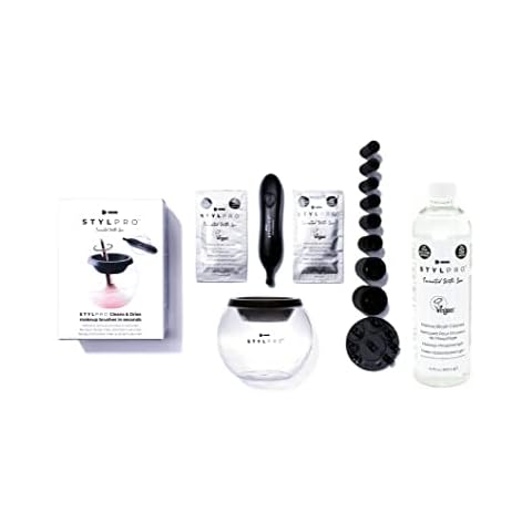 STYLPRO Gift Set Kit: Electric Makeup Brush Cleaner and Dryer Machine with 8 Brush Collars, Spinning Brush Cleaner with Bowl bundle (with and without cleaning solution included) (BOWL) Cover