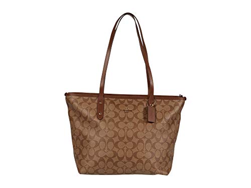Coach Signature City Zip Tote IM/Khaki/Saddle 2