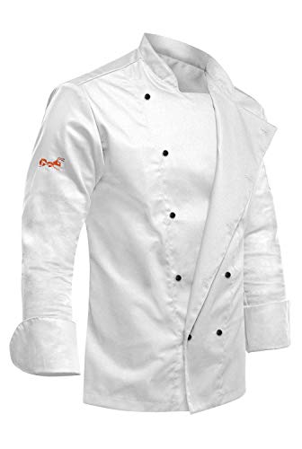 Preisvergleich Produktbild strongAnt - Kochjacke Herren easyClean Inkl. Kugelknöpfe. Bäckerjacke Langarm bügelleicht schmutzabweisend - Weiß Gr. XL