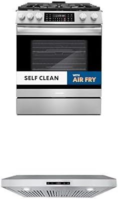 Cosmo 2-Piece Kitchen Package, 30" Gas Range and 30" Under Cabinet Range Hood with Digital Touch Controls