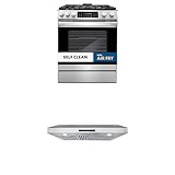 Cosmo 2-Piece Kitchen Package, 30" Gas Range and 30" Under Cabinet Range Hood with Digital Touch Controls