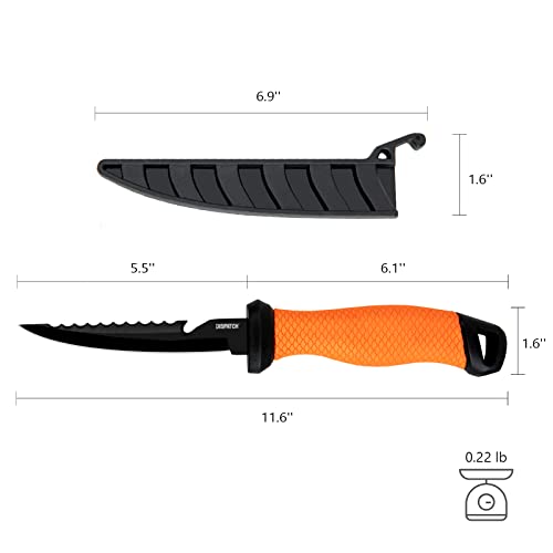 Dispatch Fish Fillet Knife And Bait Knife - Stainless Steel Blade With Corrosion Resistant Coating - Golf Leather Handle With Sheath, Perfect For Fresh Or Saltwater #TOP5
