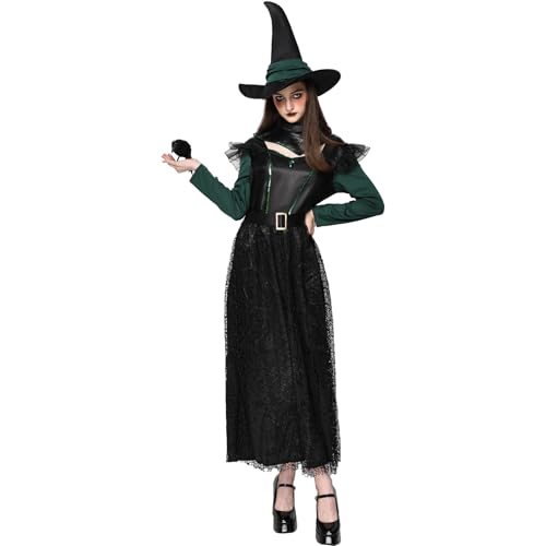 EraSpooky Klassisches Hexenkostüm für Dame Halloween-Kleid
