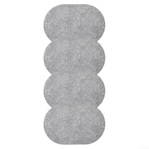 Elegantes manteles individuales lavables de piel sintética, 4 diseños florales de doble cara, resistentes al calor para mesas (gris)