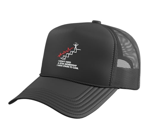 Funny Stairs Workout Hat with Mesh Back, Black