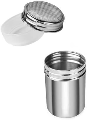 Accmor 1 Pack Powdered Sugar Shaker Duster, Cinnamon Shaker Flour Sifter, Fine Mesh Stainless Steel Dredge for Baking Soda Flour Cinnamon Cocoa, 7oz