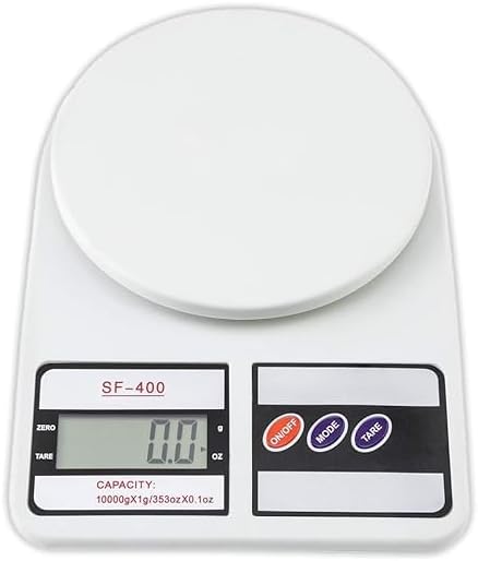 SCALE FOR KITCHEN | Digital Kitchen Weighing Scale & Food Weight Machine for Health, 10kg X 1gm, Fitness, Home Baking & Cooking, White. For Domestic Use Only (SF400) |
