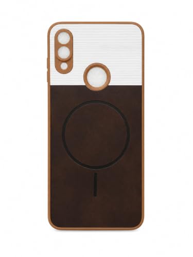 Image of Bintage 2in1 Hard Slim Back Case | Soft Border Camera Protect | Dual PU Leather Finish Back Cover Compatible for Mi Redmi Note 7 - White & Cherry Brown