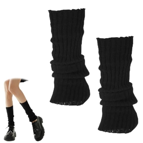Jambières noires pour fille - Jambières en tricot noir - Jambières de ballet pour femme - Jambières chaudes pour femme - Chauffe-cheville pour femme - Ballet, yoga, Noir , 52