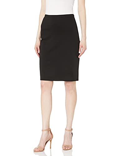 Star Vixen Women's Below-Knee Pencil Skirt with Back Slit, Black, Medium