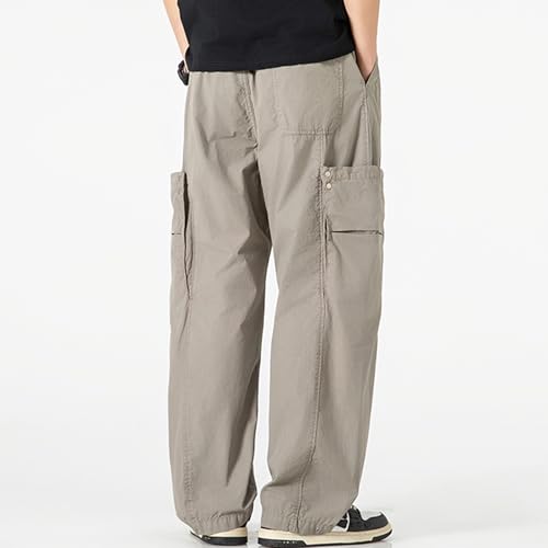 XYXIONGMAO Men's Grey Streetwear Sweatpants Techwear Cargo Pants Hip Hop Loose Multi Pocket Baggy Casual Tactical Pants3