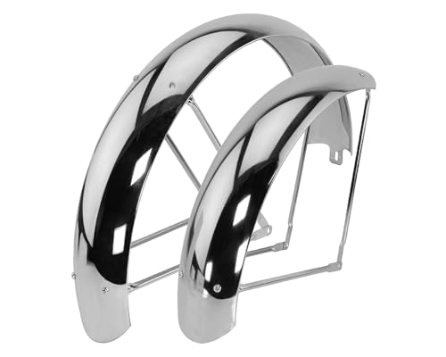 ALTALINE Bicycle 24 x 4.0 Inch Steel Classic Standard Adjustable Fender Set, Multiple Colors (Chrome)