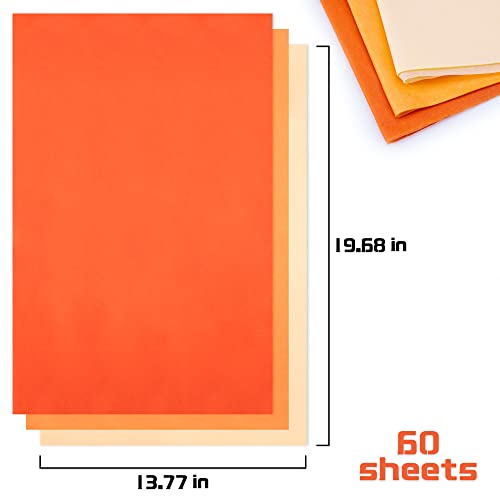 Image of MR FIVE 60 Sheets Gift Tissue Paper Bulk,20 inch x 14 inch,Orange Tissue Paper for Gift Bags,Orange Gift Wrapping Tissue Paper for Fall Halloween Birthday Wedding Holiday, 3 Orange Colors (Orange)