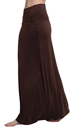 Image of Urban CoCo Women's Stylish Spandex Comfy Fold-Over Flare Long Maxi Skirt