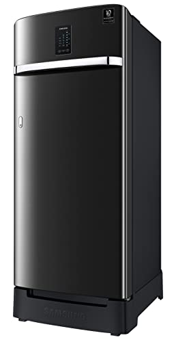Image of Samsung 209L 3 Star Inverter Direct-Cool Single Door Digi-Touch Curd Maestro Refrigerator Appliance (RR23C2K33BX /HL,Luxe Black) Base Stand Drawer