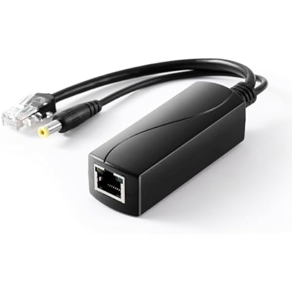 Rozdzielacz PoE 2,5 G 12 V/2 A, DC 5,5 * 2,1 mm Wtyczka, 48 V PoE do DC 12 V/2 A 24 W, Ethernet 2,5 Gb/s, zgodność z IEEE802.3af/at, Plug and Play dla kamery IP, inteligentny dom