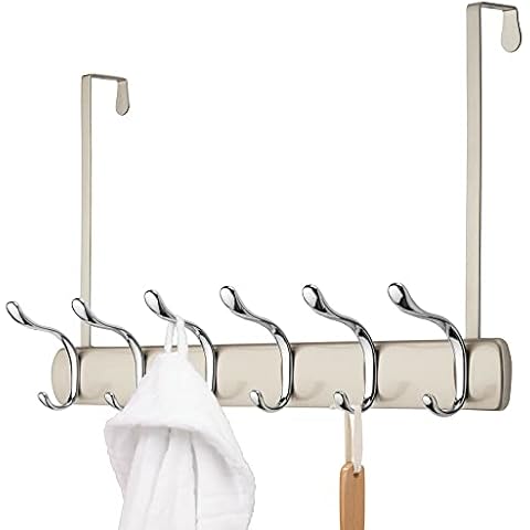 mDesign praktische Hakenleiste - Türgarderobe mit 12 Haken für Küche, Flur und Bad - moderner Garderobenhaken zum Hängen über der Tür Cover