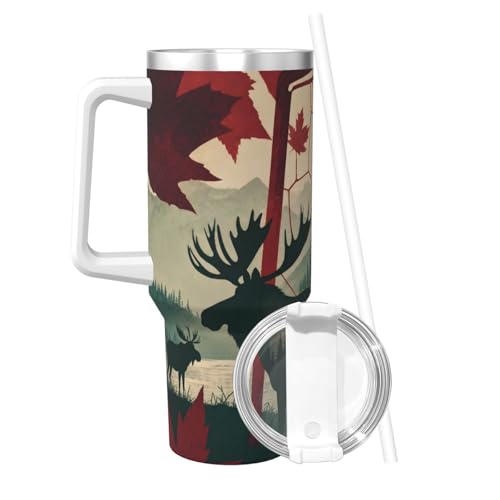 Vaso aislado de 40 oz con asa, botella de agua reutilizable y taza de café 3