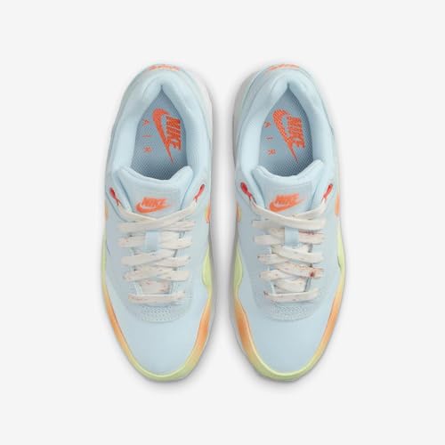 Nike Air Max 1 Big Kids' Shoes (HF4788-474, Glacier Blue/White/Light Lemon Twist/Total Orange) Size 74