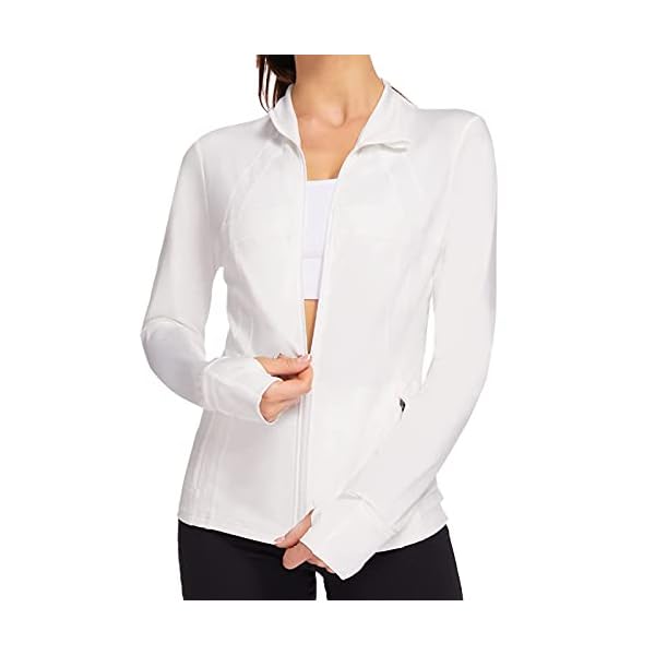 Mokermi-Womens-Sports-Running-Jacket-Sportswear-Turtleneck-Workout-Jogging-Jacket-Slim-Fit-Lightweight-with-Zipper-Pockets Women's Workout Running Jackets Slim Fit Athletic Yoga Jacket for Women Zip Up Track Gym Wear with Thumb Holes